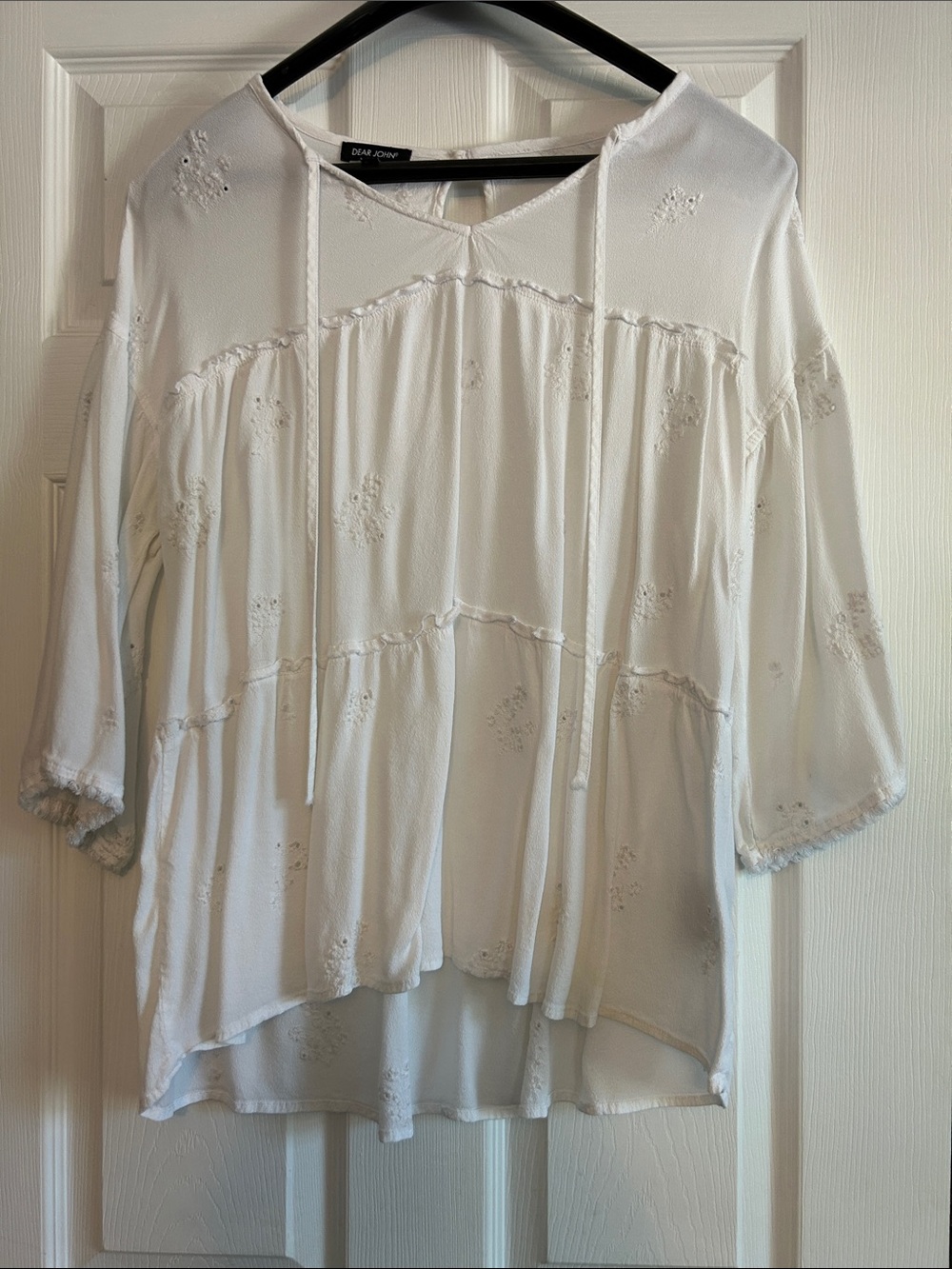 Dear John White Embroidered Peasant Tunic